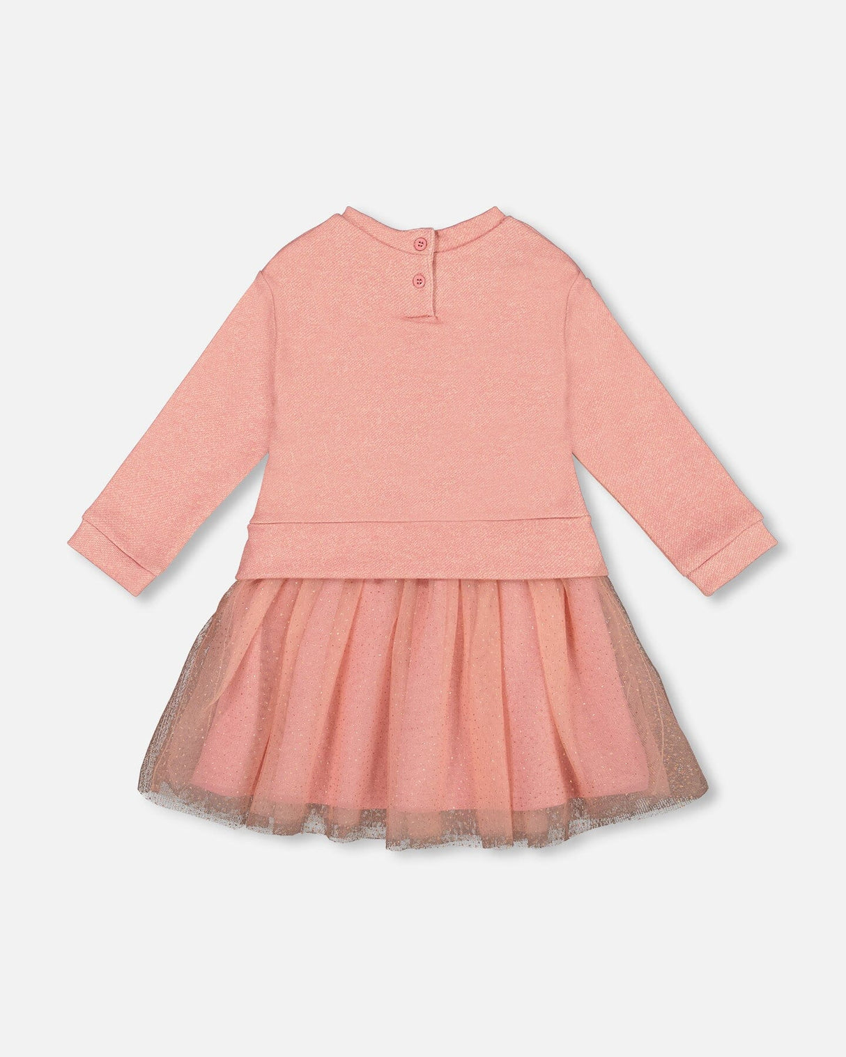 Bi-Material Dress Dusty Pink With Mesh Skirt And Unicorn-2