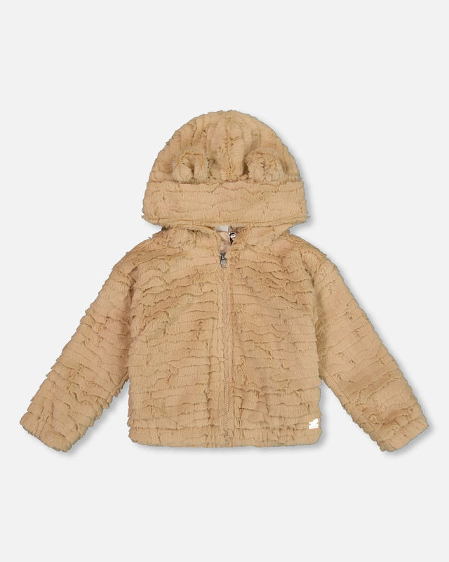 Faux Fur Hooded Jacket Nougat-0