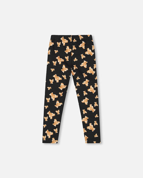 Jersey Leggings Black Teddy Bear Print-0