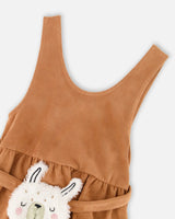 Stretch Suede Effect Jumper Light Pecan Brown With Llama Bag-3