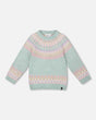 Sweater With Norwegian Jacquard Turquoise Blue-0