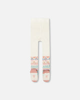 Knit Tights White Pink And Turquoise With Norwegian Jacquard-2