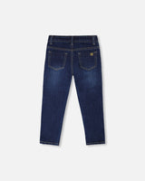 Stretch Jeans Blue Denim With Glittery Hearts-1