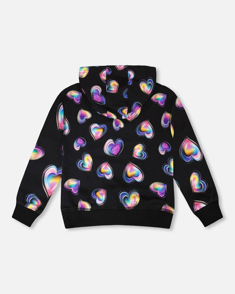 Fleece Hoodie Black And Multicolor-1