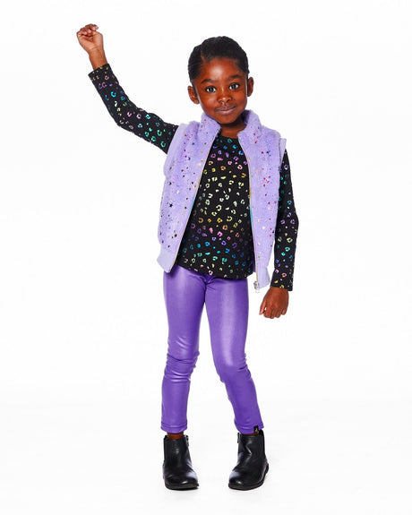 Shiny Stretch Leggings Purple-1
