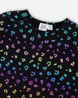 Stretch Jersey T-Shirt Multicolor Leopard Print-3