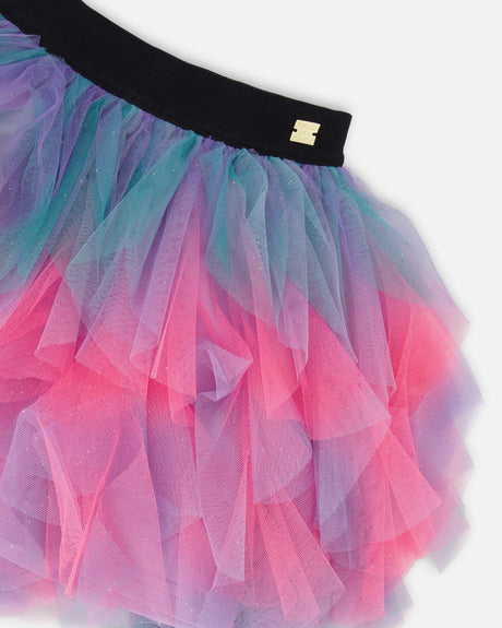 Multi Layer Mesh Skirt Multicolor-1