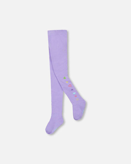 Knit Tights Lavender With Hearts-0