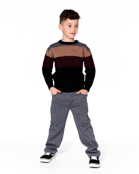 Color Block Knit Sweater Red And Black-1