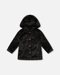 Bear Faux Fur Coat Black With Gold Polka Dots-0