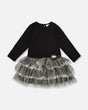 Glittering Mesh Skirt Party Dress Black-0