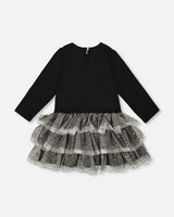 Glittering Mesh Skirt Party Dress Black-2