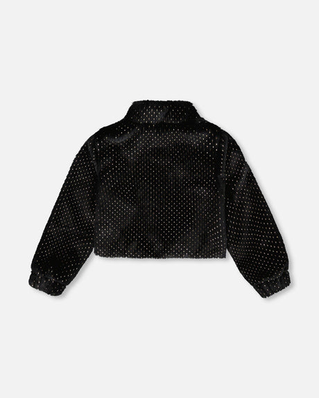Fake Fur Short Jacket Black-1