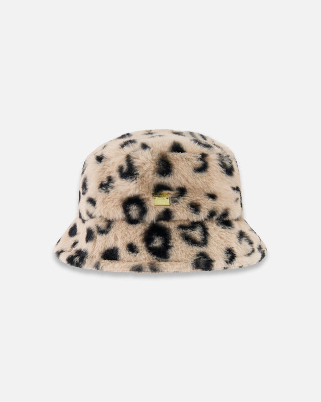Printed Fake Fur Bucket Hat-0