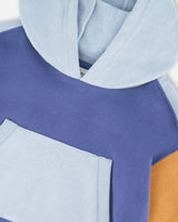 Long Sleeve Colorblocked Hooded Fleece Sweatshirt Blue-4