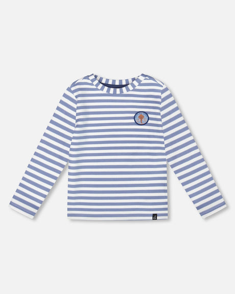 Super Soft Long Sleeve Striped Jersey T-Shirt Light Blue-0