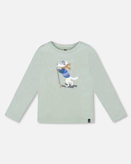 Long Sleeve Organic Cotton Jersey Tee Jade Green-0