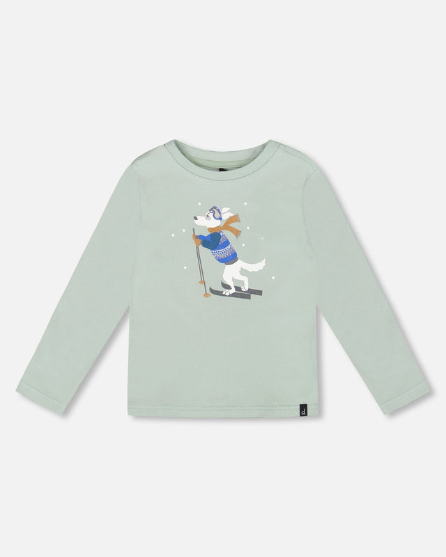 Long Sleeve Organic Cotton Jersey Tee Jade Green-0