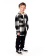 Long Sleeve Zip Front Overshirt With Pockets Black And White-0