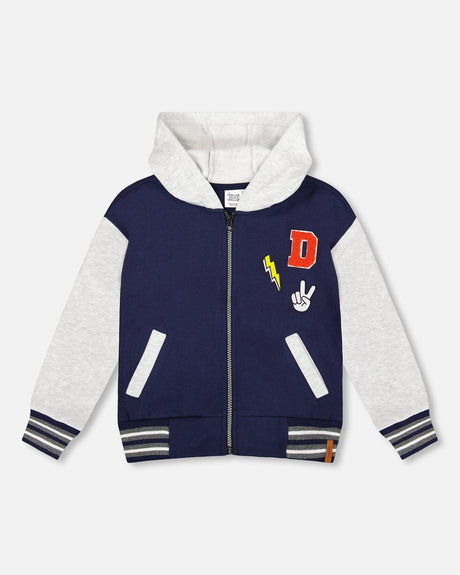 Full Zip Hooded Fleece Jacket Navy Blue-0