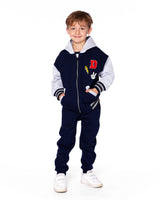 Full Zip Hooded Fleece Jacket Navy Blue-1