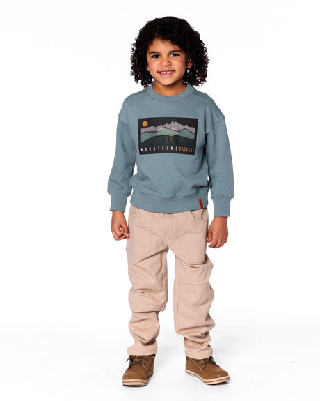 Animated Print French Terry Sweatshirt Sage Green-1