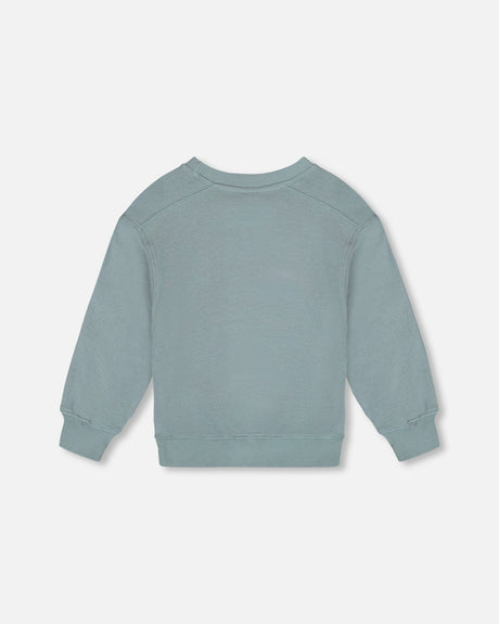 Animated Print French Terry Sweatshirt Sage Green-2