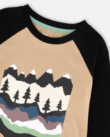 Long Raglan Sleeve Jersey Tee Beige-4