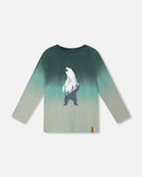 Long Sleeve Organic Cotton Gradient Jersey Tee Bottle Green-0