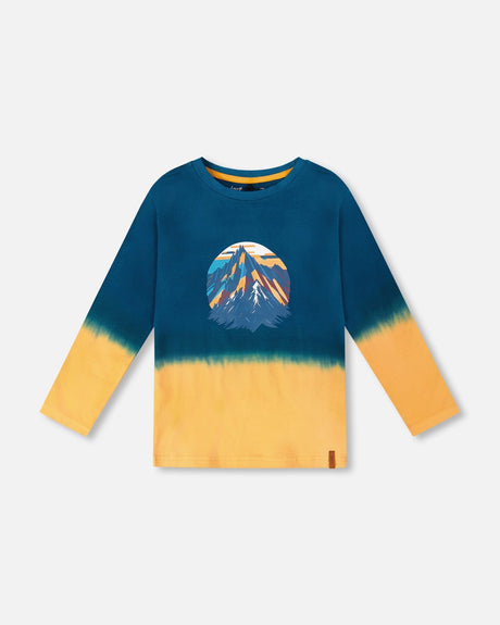 Long Sleeve Organic Cotton Gradient Jersey Tee Dark Teal-0