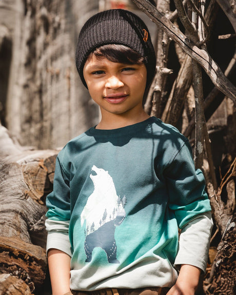 Long Sleeve Organic Cotton Gradient Jersey Tee Dark Teal-1