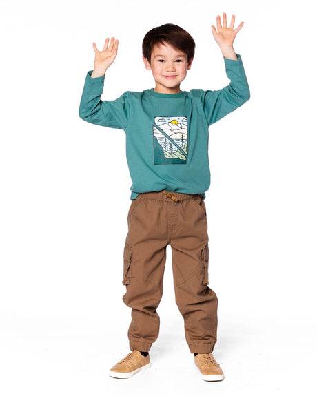 Long Sleeve Cotton Jersey Tee Shirt Sage Green-1
