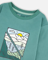 Long Sleeve Cotton Jersey Tee Shirt Sage Green-3