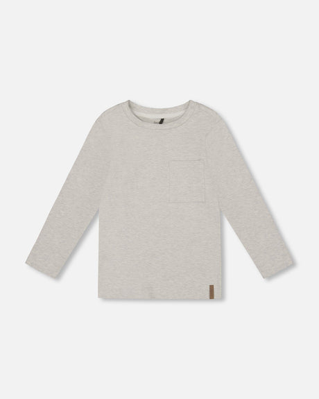 Organic Cotton Jersey Pocket T-Shirt Heather Beige Gray-0