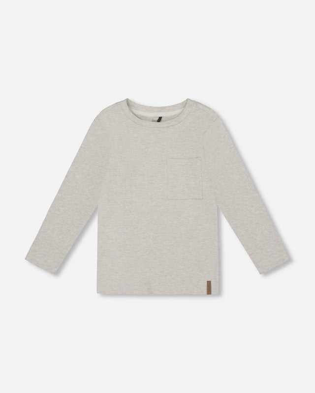 Organic Cotton Jersey Pocket T-Shirt Heather Beige Gray-0