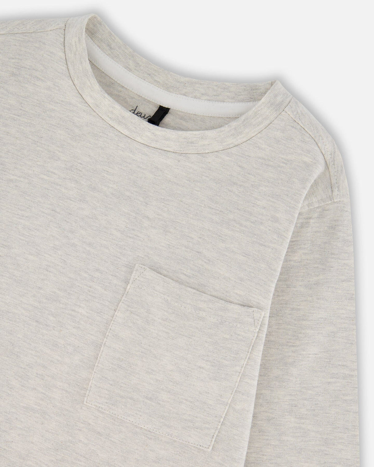 Organic Cotton Jersey Pocket T-Shirt Heather Beige Gray-3