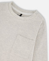 Organic Cotton Jersey Pocket T-Shirt Heather Beige Gray-3