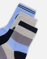 3-Pack Knit Socks Navy Blue-3