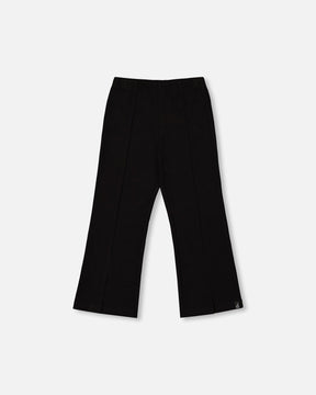Ribbed Leggings Bootleg With Slit Black-0