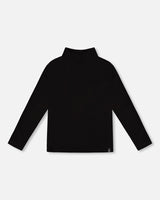 Super Soft Ribbed Mock Neck Top Black-0