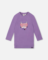 Tunic Tee With Graphic Print Purple Gray-0
