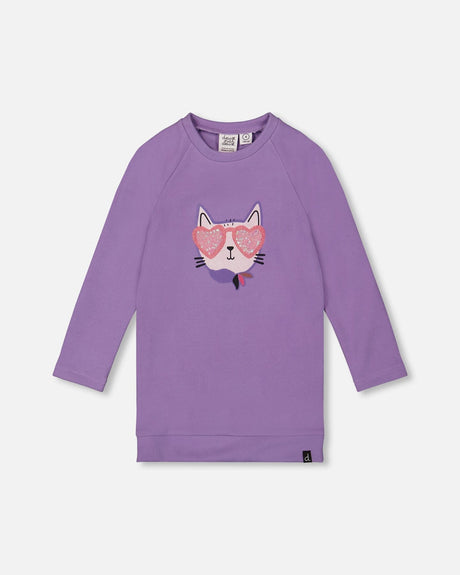 Tunic Tee With Graphic Print Purple Gray-0