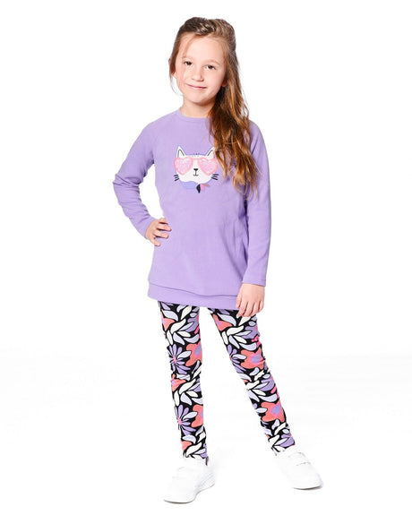 Tunic Tee With Graphic Print Purple Gray-1