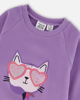 Tunic Tee With Graphic Print Purple Gray-3