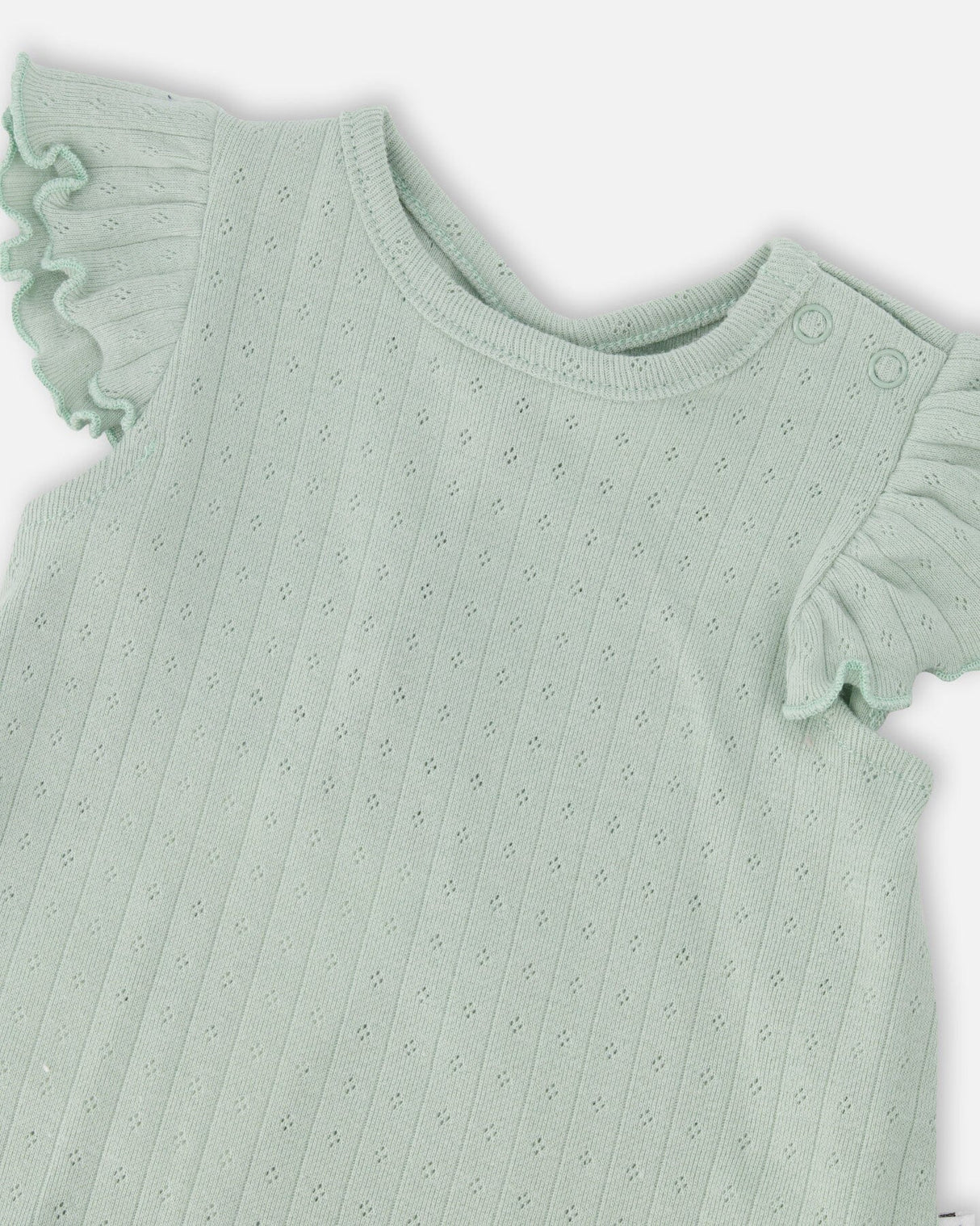 Pointelle Top And Organic Cotton Jersey Short Set Green And Peach Deer Print-3