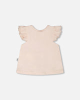 Organic Cotton Jersey Top And Short Set Peach And Peach Animal Print-1