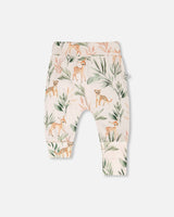 Organic Cotton Jersey Evolutive Pants Peach Deer Print-0