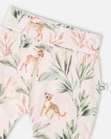 Organic Cotton Jersey Evolutive Pants Peach Deer Print-2