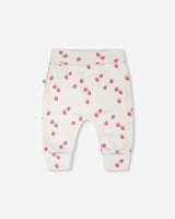 Cotton Jersey Evolutive Pants White Printed Strawberries-1