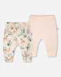 2 Pack Organic Cotton Jersey Evolutive Pants Peach And Peach Deer Print-0